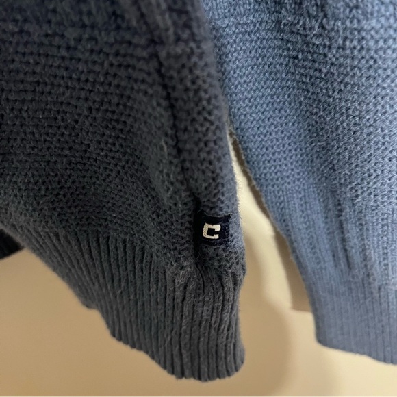 Men’s Chaps 1/4 Zip Mock Neck Cotton Logo Long Sleeve Sweater Blue Size XL - Picture 5 of 7